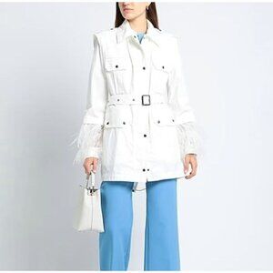 $637 NWOT MR & MRS ITALY Field Jacket Removable Bolero And Ostrich Feathers Sz S